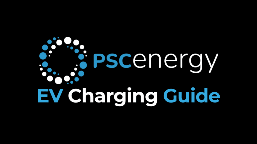 PSCenergy logo with the text "EV Charging Guide" on a black background.