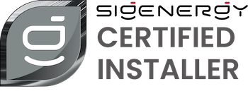Sigenergy logo on the left; to the right, bold text reads "CERTIFIED INSTALLER" with "Sigenergy" stylized above.