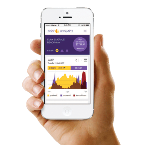 A person holding up an iphone with a graph on it.