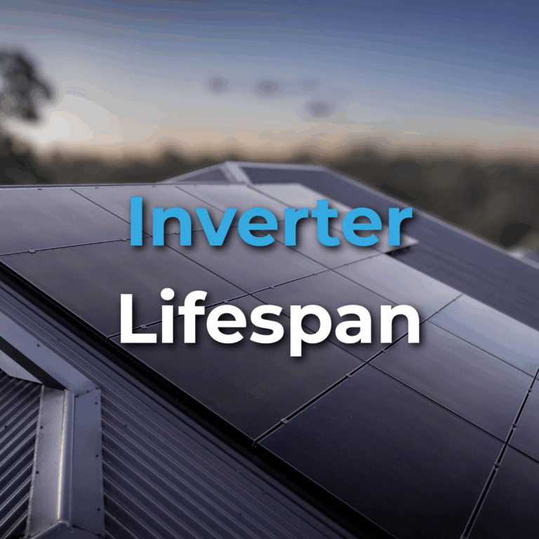 Rooftop solar panels with the words "Inverter Lifespan" overlaid on the image.