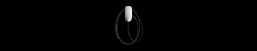 A white and gray electric whisk attachment is shown vertically against a black background.