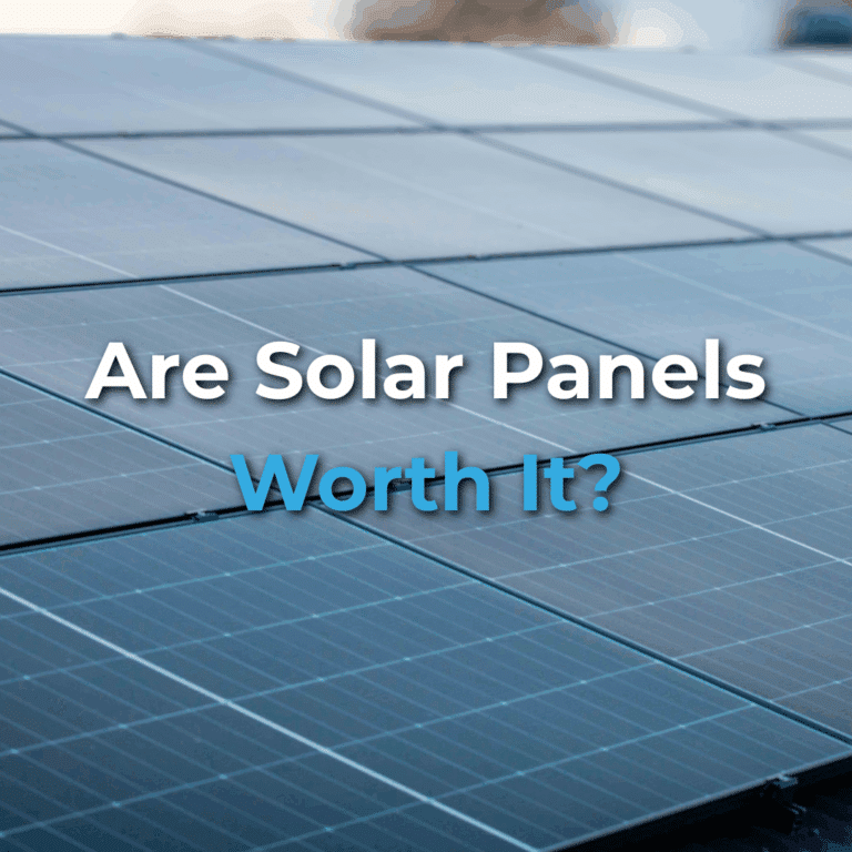 Close-up of solar panels with the text "Are Solar Panels Worth It?" displayed on top.